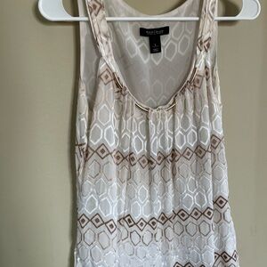 White House Black Market Cream and Brown Tank Top